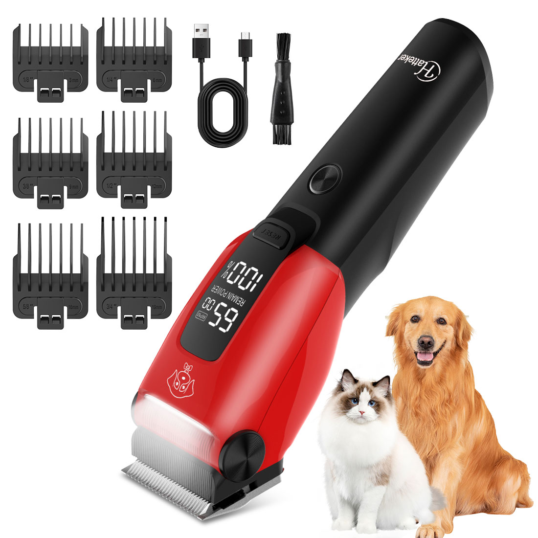 Grooming Kit - 하테커 전기 애완동물 털깎이 (강아지와 고양이용)