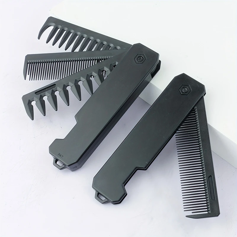 Mens Grooming Travel Kit - 남성용 3-in-1 접이식 수염 빗, 수염