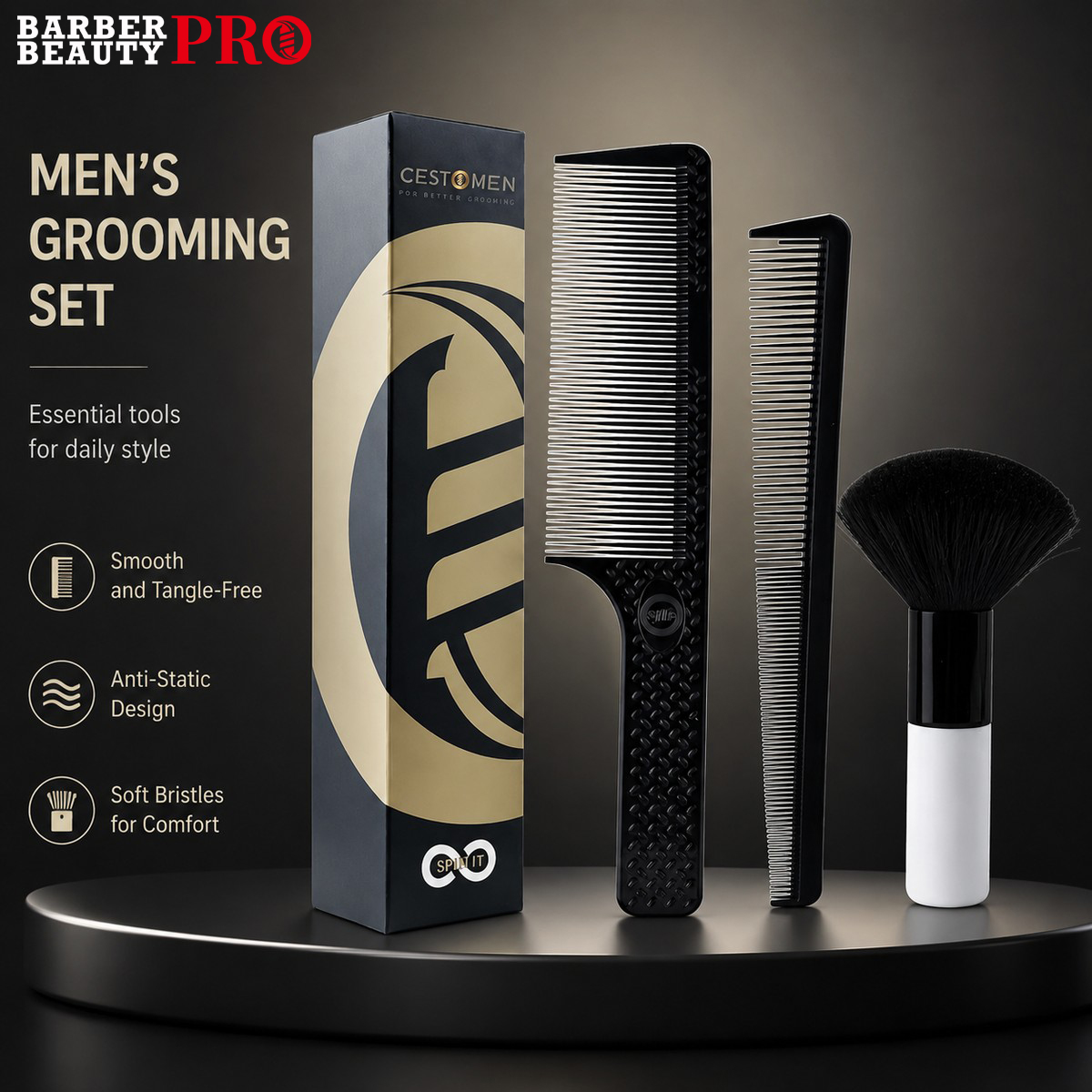 Men'S Grooming Hairstyles - 3개의 전문 헤어 커팅 빗 세트