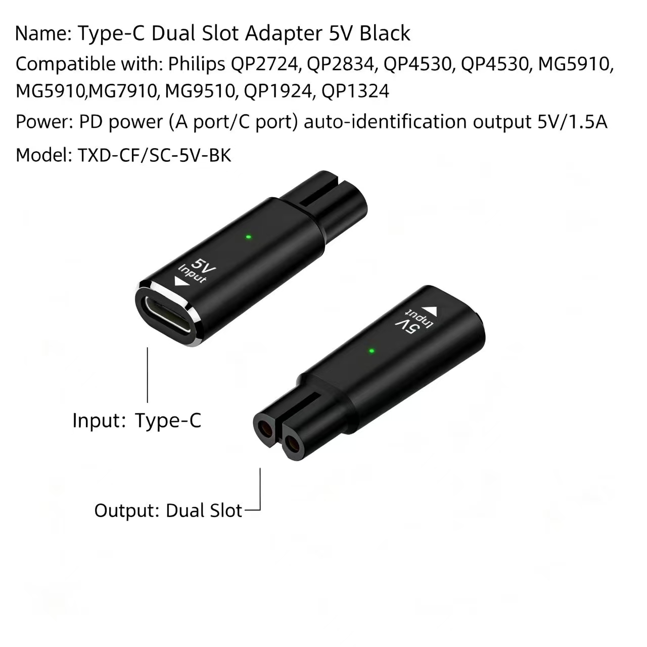 5V Type-C 암-수 어댑터, 듀얼 슬롯 방식, U - Electric Shaver Rotary 리뷰 및 가격