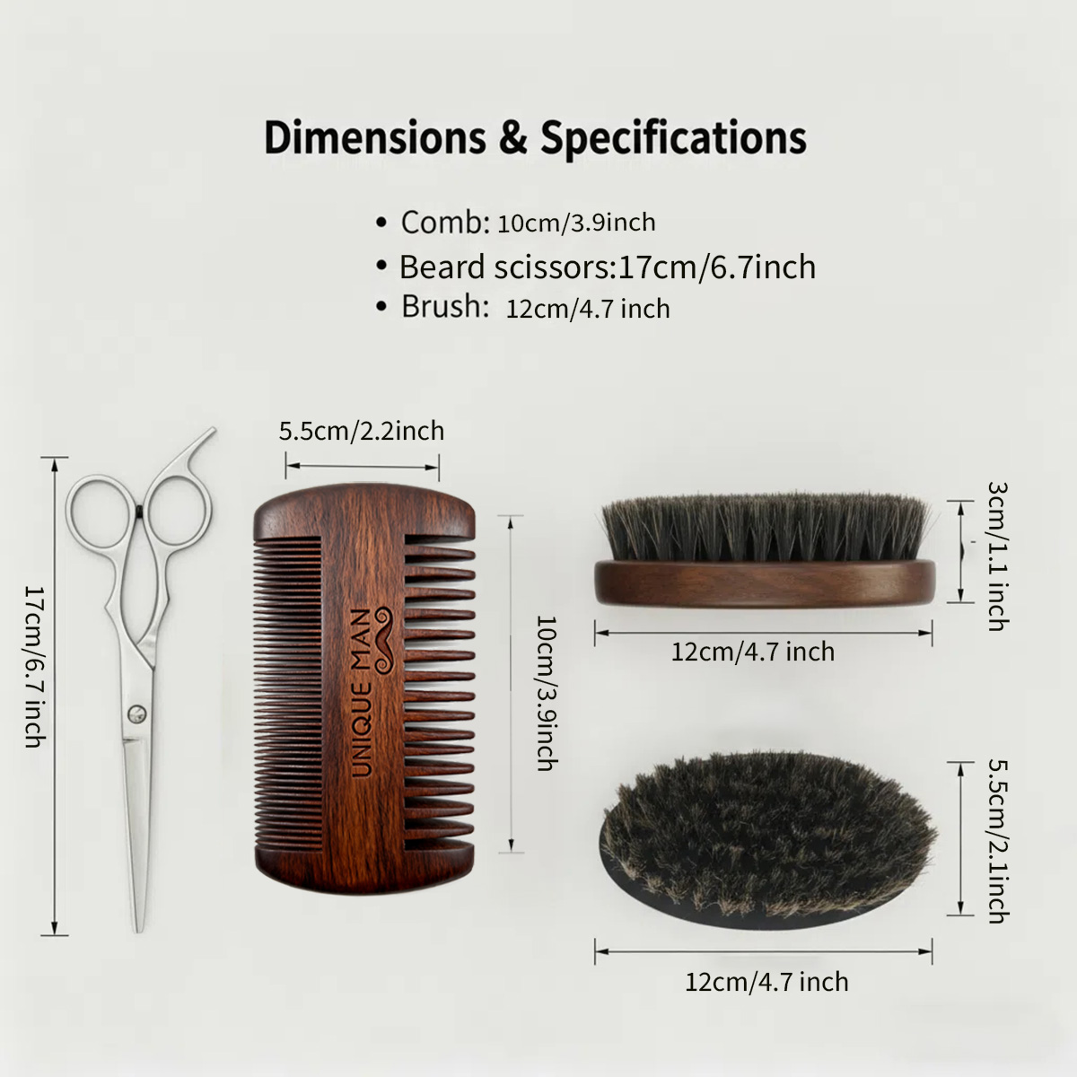 유니크 맨 남성용 수염 세트, 블랙 수염 브러시와 빗, - Grooming Kit 리뷰 및 가격